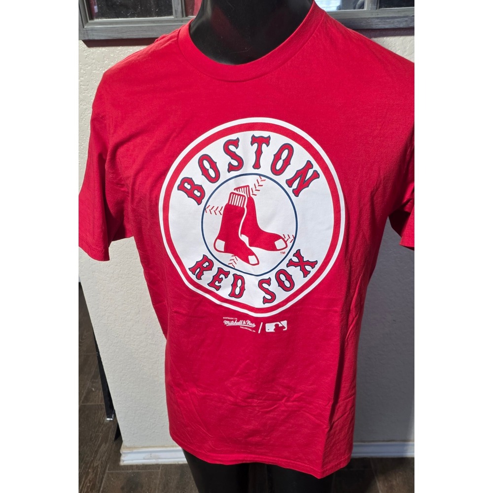Mitchell & Ness Boston Red Sox Mens Large Red Graphic T-Shirt MLB Baseball Tee